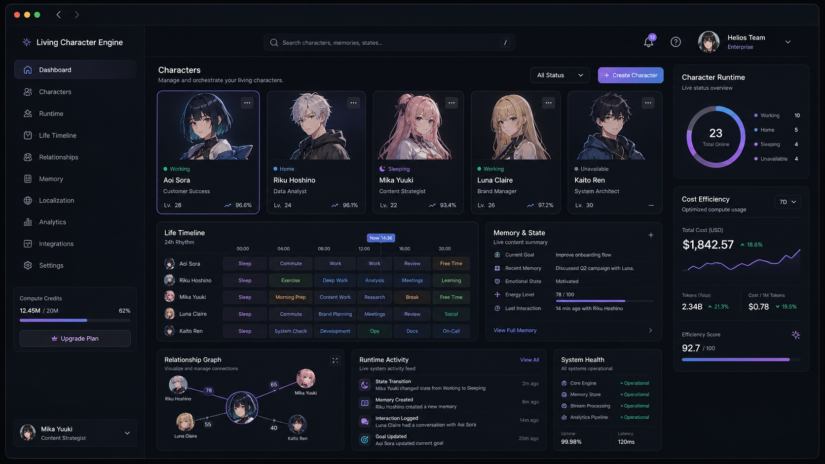 Life System Engine のインターフェースビジュアル